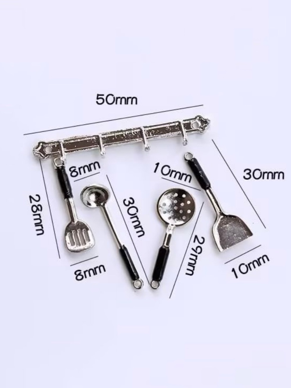 Miniature Hanging Kitchen Utensils – Silver & Black - Picture 3 of 4
